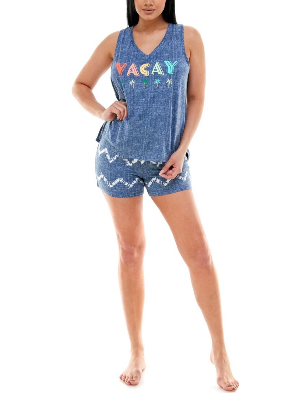 Roudelain Womens Printed Tank Top & Shorts Pajama Set